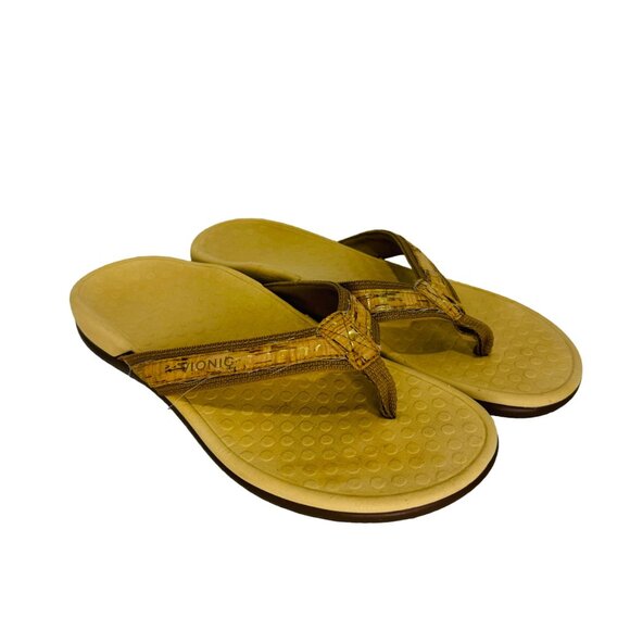 Vionic Tide II FLip FlopTan Gold Women's Orthotic Support Thong Sandals 6 Beach - Picture 2 of 8